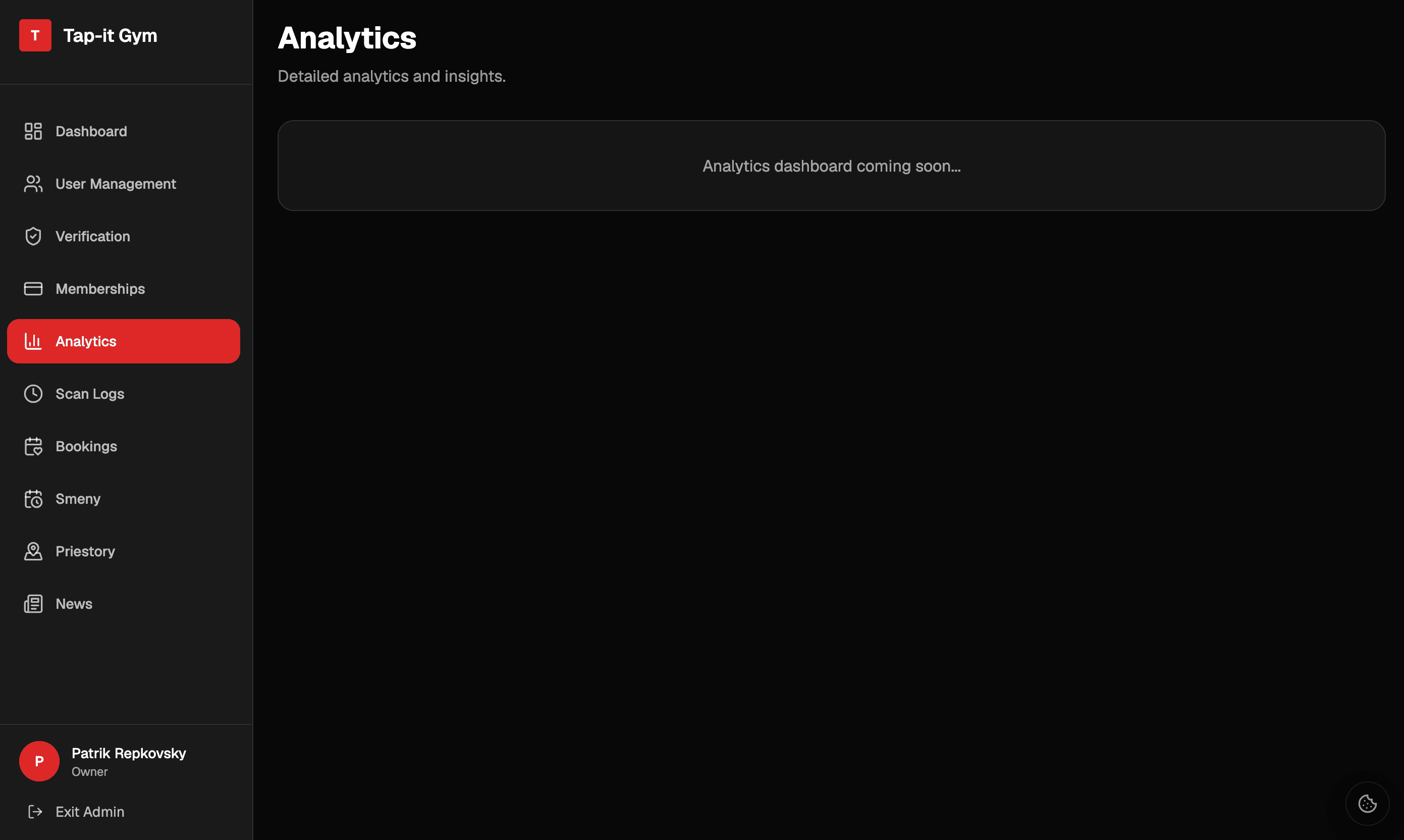 Tap-it Analytics page