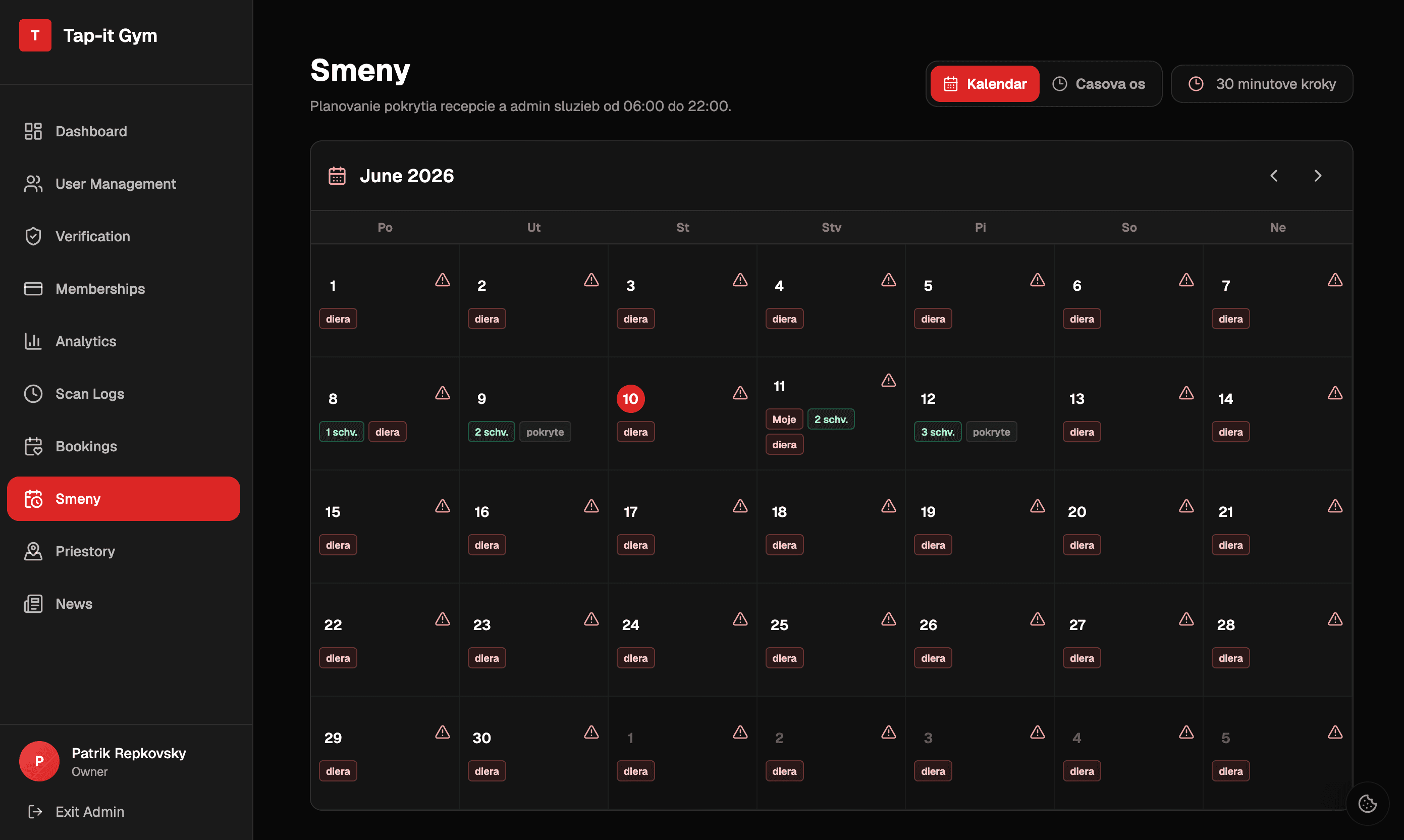 Tap-it Smeny page